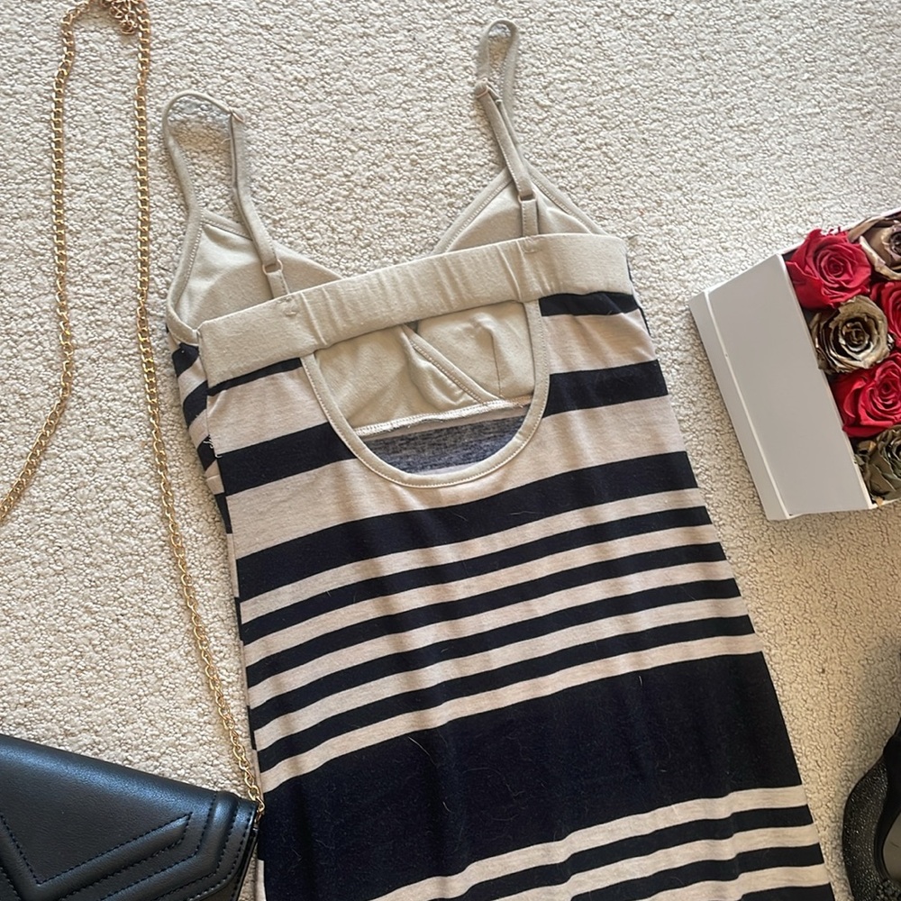 Razzle Dazzle Blue Striped Cut Out Slit Maxi Dress S - Picture 5 of 16